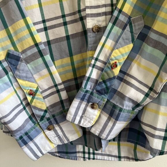 1901 Blue Green Yellow Plaid Button Down Collared Shirt Nordstroms Men's Medium - Picture 9 of 16
